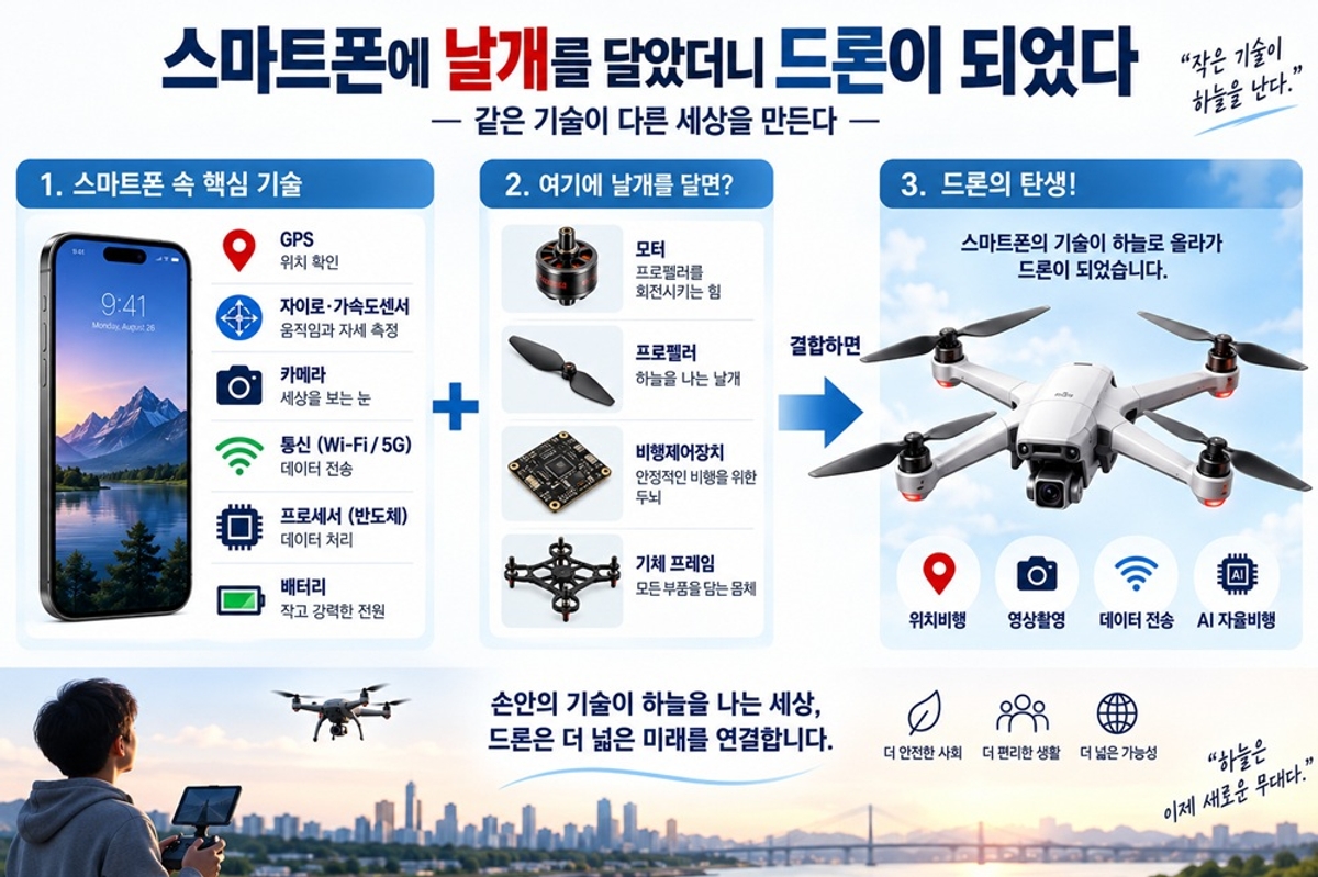 [권희춘 교수의 재미난 인공지능(AI) 드론 이야기] (5편) 스마트폰에 날개를 달았더니 드론이 되었다
