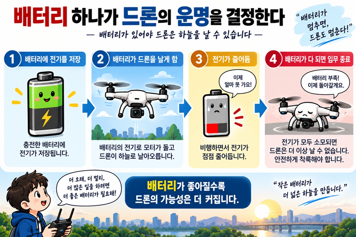 [권희춘 교수의 재미난 인공지능(AI) 드론 이야기] (8편) 배터리 하나가 드론의 운명을 결정한다