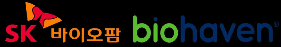 (From left) the SK Biopharm logo and the Biohaven logo. Image=SK Biopharm